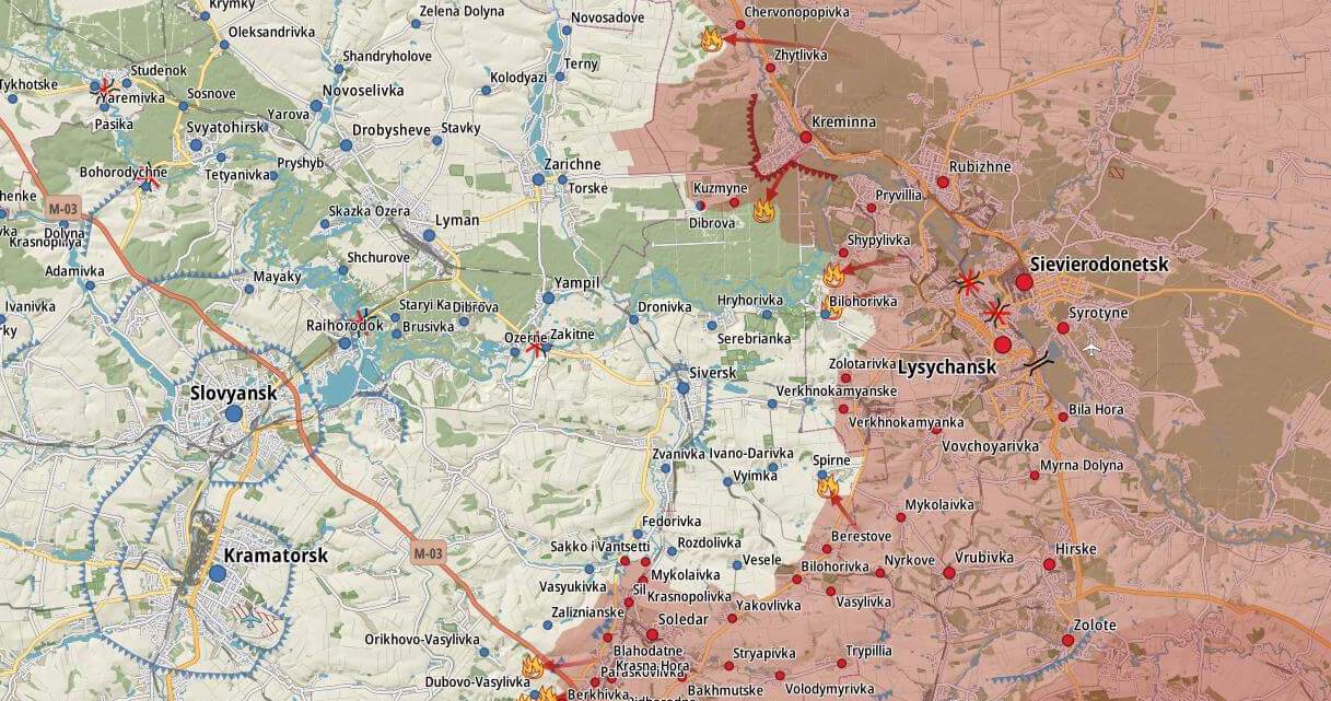Фронт у районі Кремінної (Карта: Military Land)