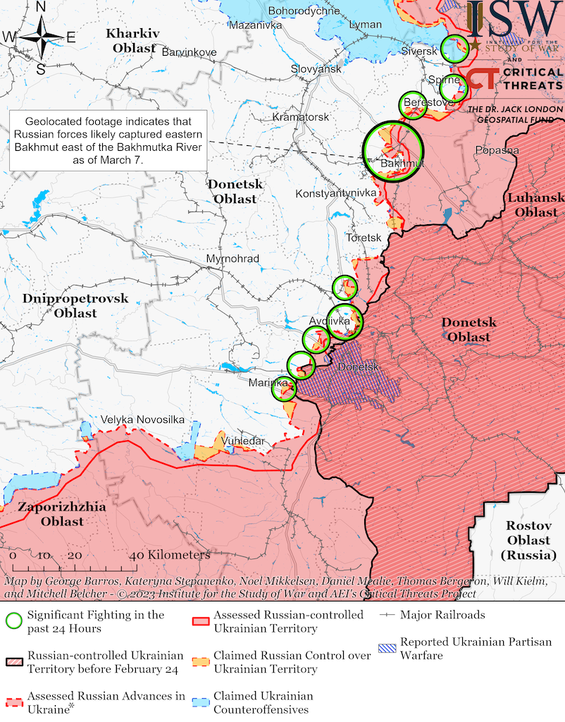 Бои на Донбассе (Карта: ISW)
