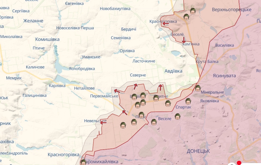 Карта: deepstatemap.live Генштаб: Росіяни намагаються захопити Бахмут, атакують біля Авдіївки та Мар'їнки – карта