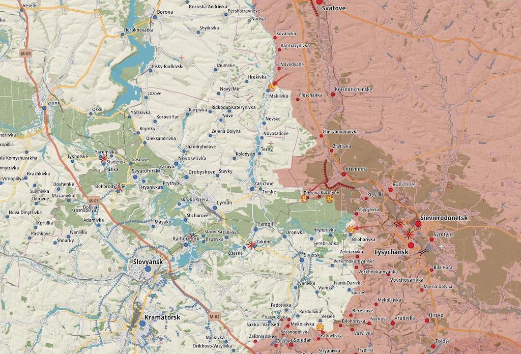 Фронт на лінії Сватове-Кремінна (Карта: Military Land)