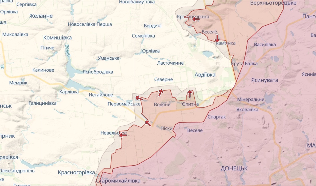 Карта: deepstatemap.live Генштаб: Росія продовжує штурм Бахмута, безуспішно атакує біля Авдіївки та Мар'їнки – карта