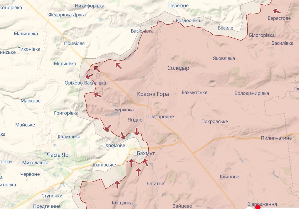 Карта: deepstatemap.live Генштаб: Россияне штурмуют Бахмут, атакуют у Авдеевки, Марьинки, Кременной – карта