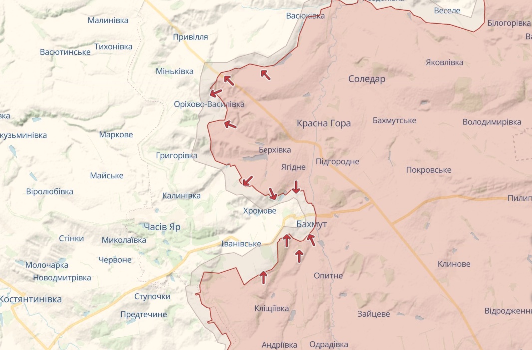 Карата: deepstatemap.live ГШ: Россияне штурмуют Бахмут, Авдеевку и Марьинку, используют аэрозольные гранаты – карта