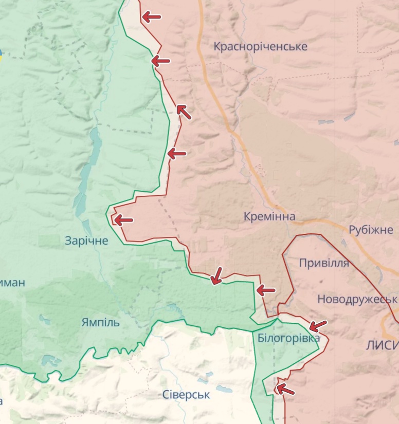 Карта: deepstatemap.live Генштаб: В эпицентре боев остаются Белогоровка, Бахмут, Авдеевка, Марьинка – карта