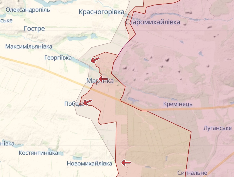 Карта: deepstatemap.live Генштаб: Найгарячіші бої йдуть за Бахмут, Авдіївку та Мар'їнку – карта