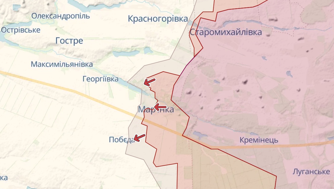 Карта: deepstatemap.live Генштаб: Йдуть бої за Бахмут, росіяни атакують Мар'їнку та Авдіївку – карта