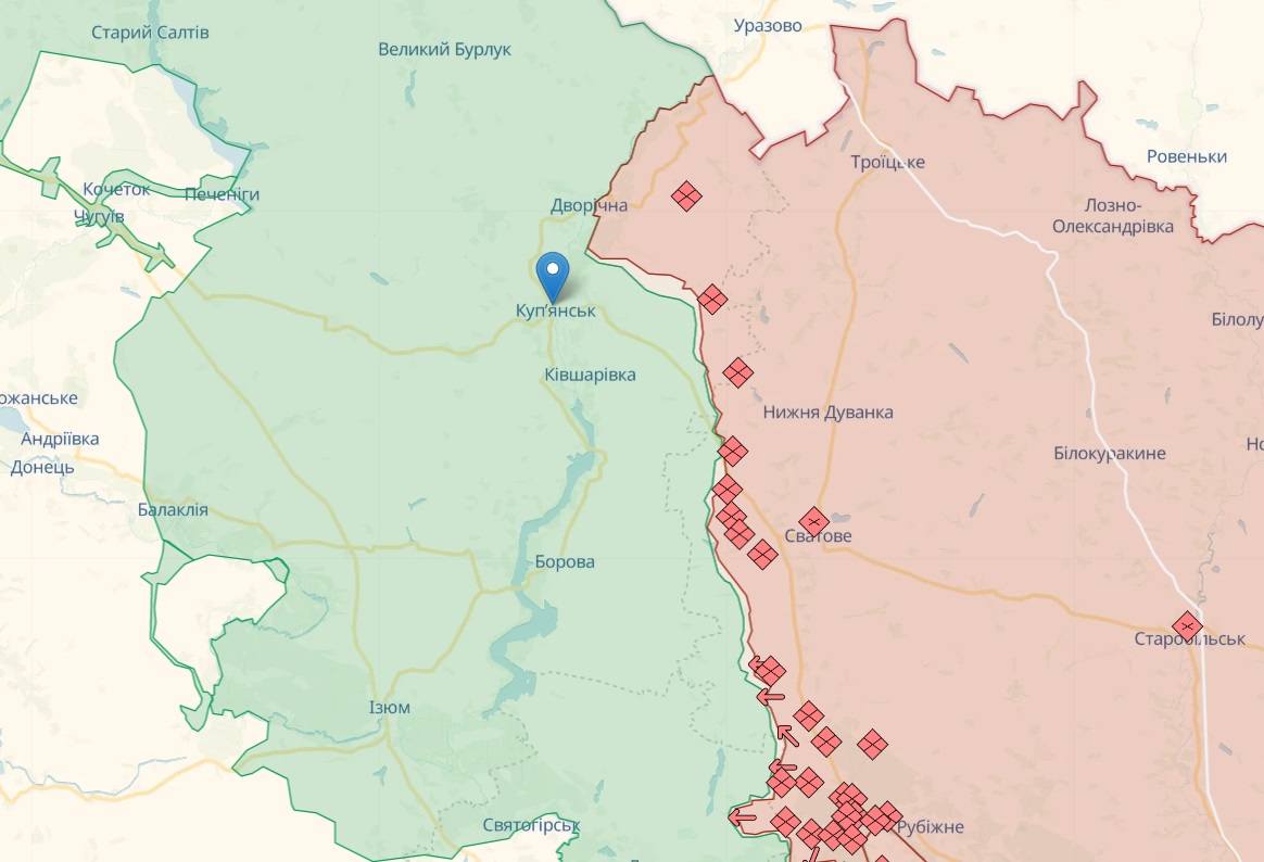 Росіяни мінують місцевість під Куп’янськом, тривають бої під Бахмутом і Мар’їнкою – карта