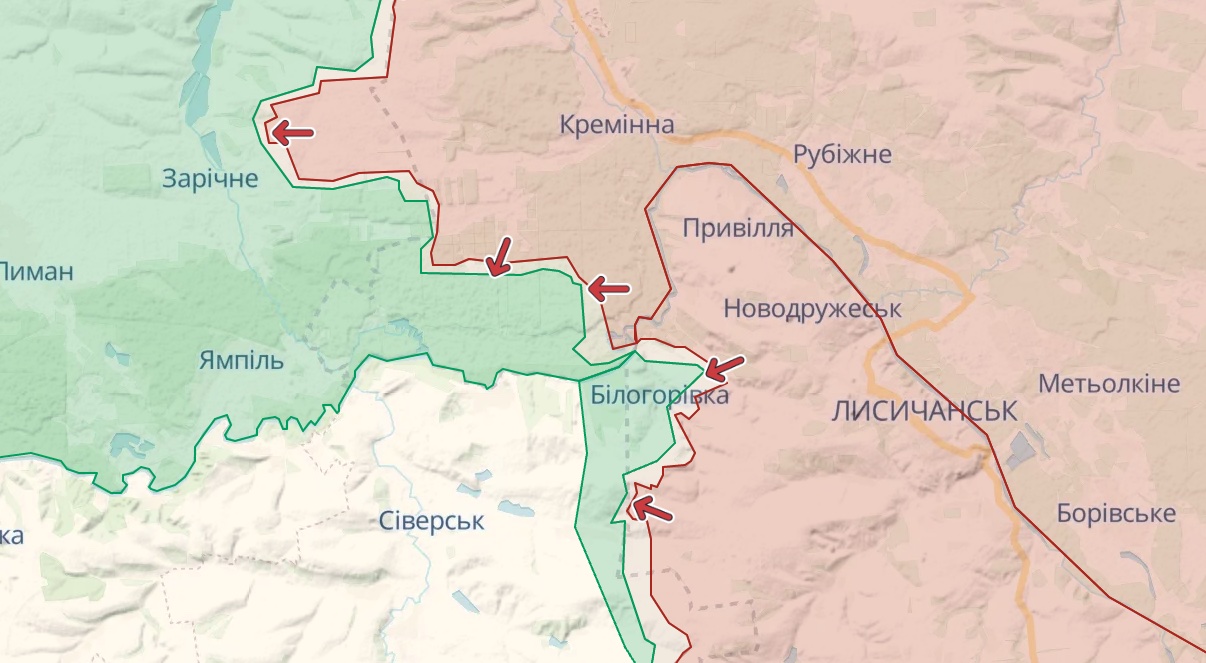 Карта: deepstatemap.live Генштаб: Силы обороны сбили Су-25. Самые жесткие бои идут за Бахмут и Марьинку – карта