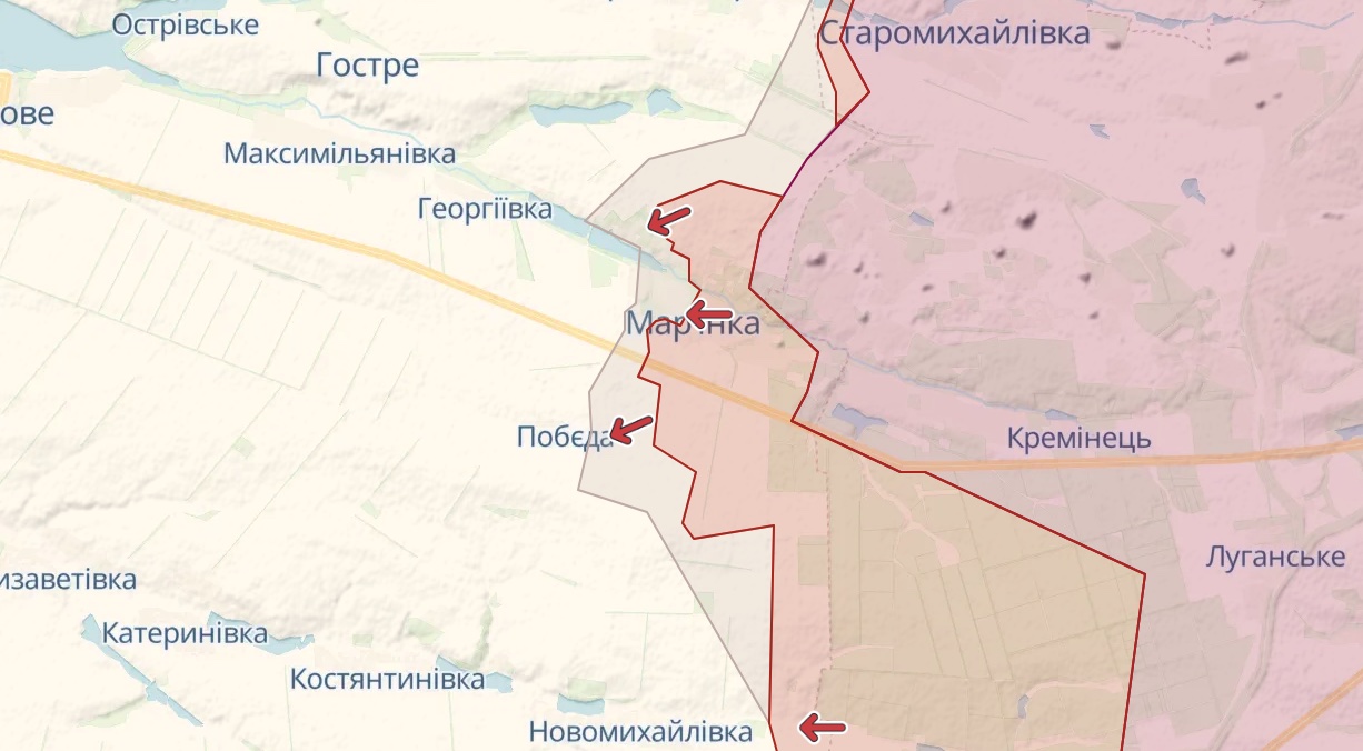 Карта: deepstatemap.live Генштаб: Силы обороны сбили Су-25. Самые жесткие бои идут за Бахмут и Марьинку – карта