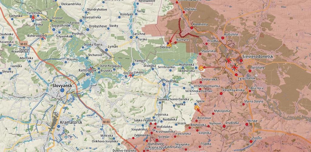 Фронт у районі Кремінної (Карта: Military Land)