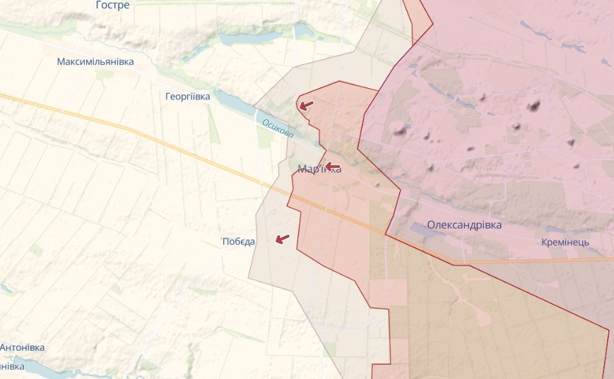 Карта: deepstatemap.live Генштаб: Ідуть важкі бої за Бахмут, атаки окупантів біля Мар'їнки відбиті – карта