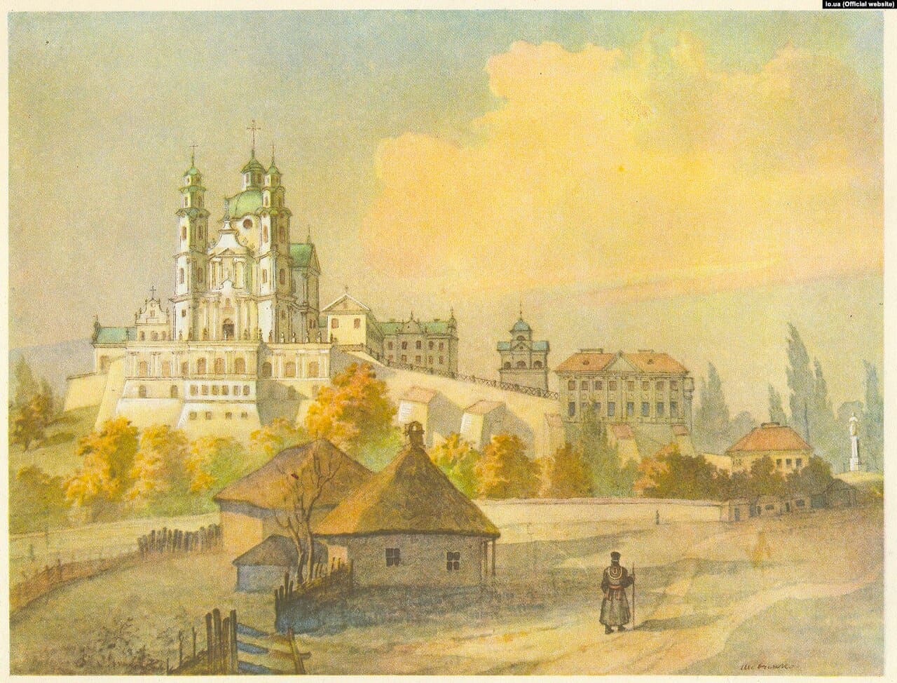 Почаївська лавра з півдня, 1846 рік (малюнок, Тарас Шевченко) Почаївська лавра з півдня, 1846 рік (малюнок, Тарас Шевченко)
