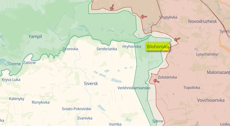 Генштаб: Россия наступает на трассу Бахмут – Константиновка – карта