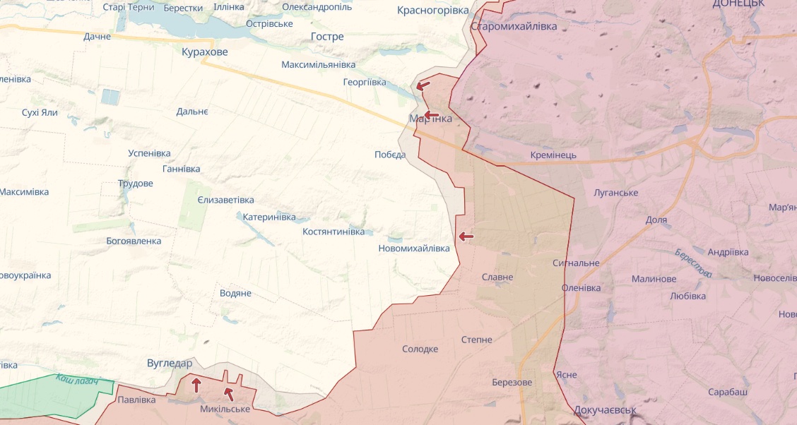 Генштаб: Оккупанты штурмуют Бахмут, атакуют Ивановское и Марьинку – карта