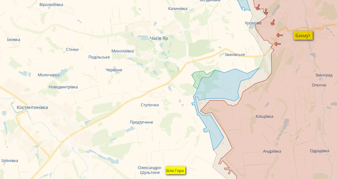 Карта: deepstatemap.live Генштаб ВСУ не подтверждает захват россиянами Бахмута: Бои не прекращаются – карта