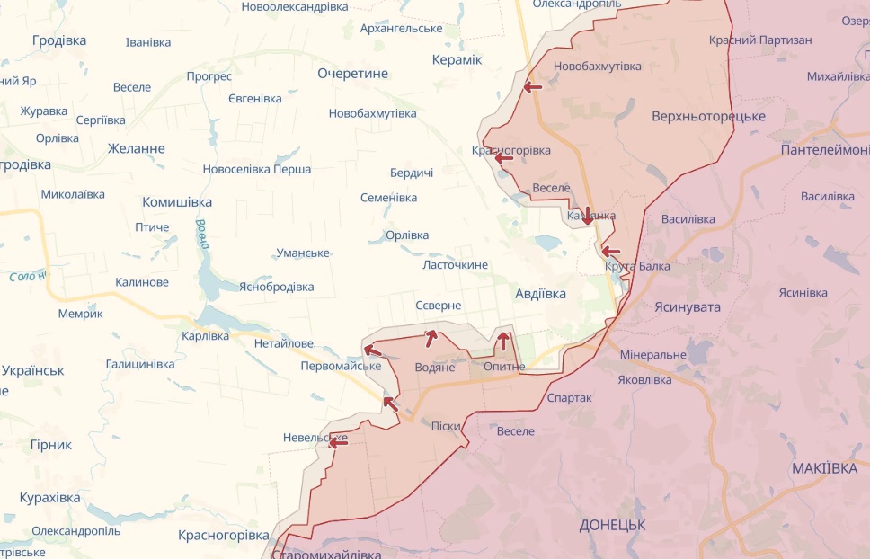Генштаб: Россия безуспешно атакует дорогу на Часов Яр, штурмует Марьинку, Авдеевку – карта