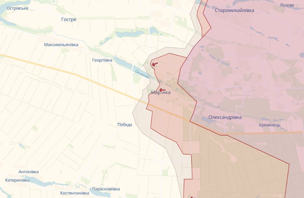 Генштаб повідомив про атаки РФ дороги на Часів Яр, про Бахмут не інформує – карта