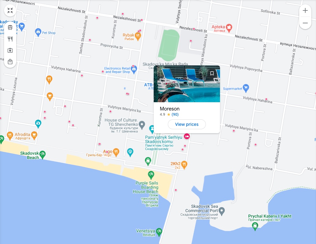 Карта Google В Скадовск начали звонить и бронировать отели и парковки для танков Leopard – видео