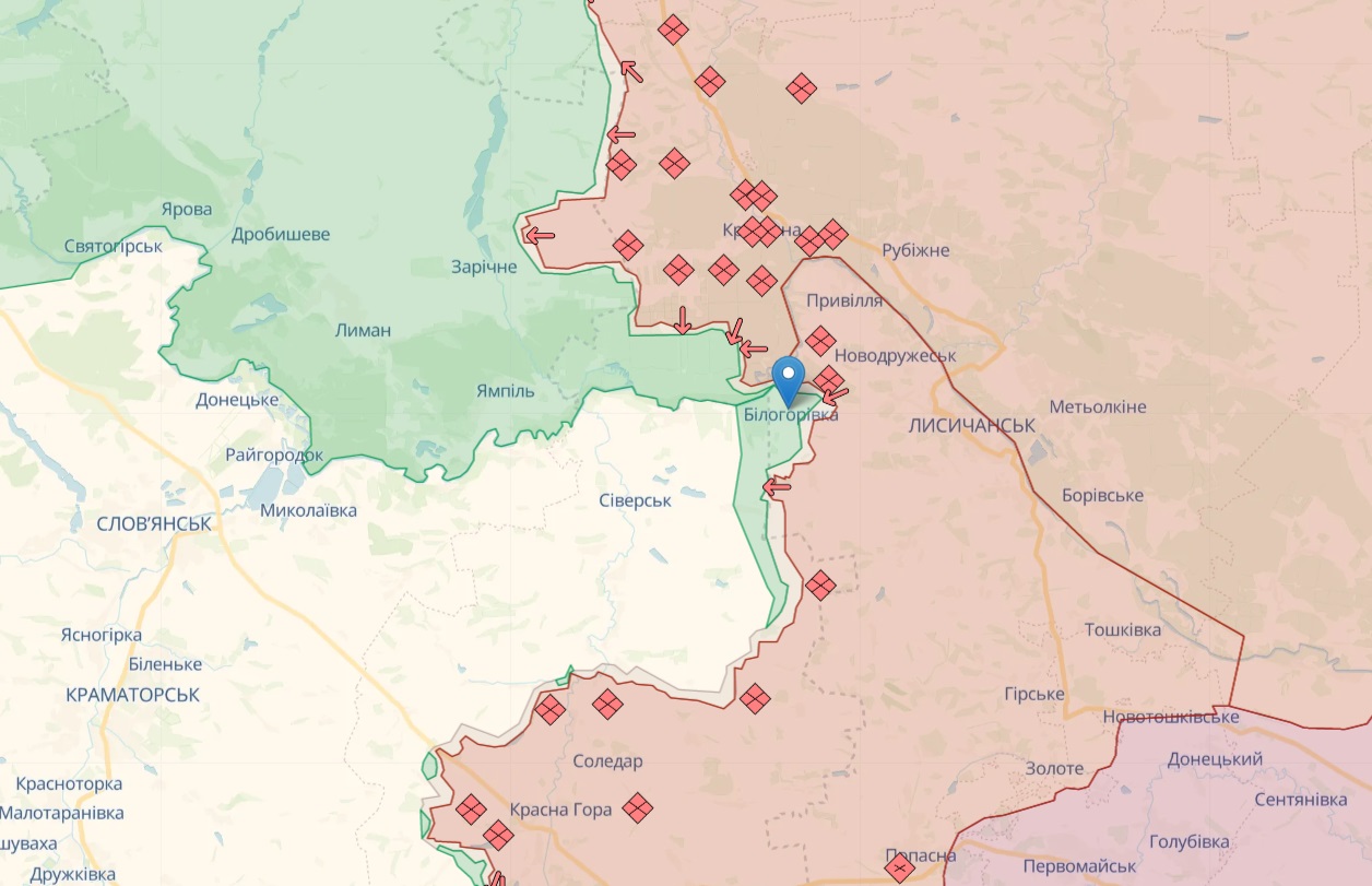 Россияне возобновили наступление на Бахмутском направлении: карта боевых действий