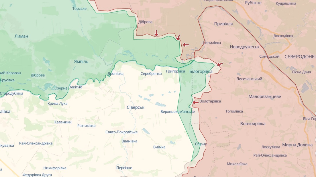 Мапа deepstatemap.live Генштаб: Під Бахмутом немає боїв, Росія завдає авіаударів по дорозі на Часів Яр – мапа