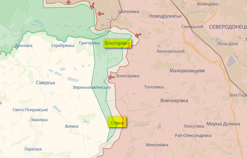 Карта: deepstatemap.live Генштаб: Россия пытается наступать в Марьинке и в окрестностях Бахмута – карта
