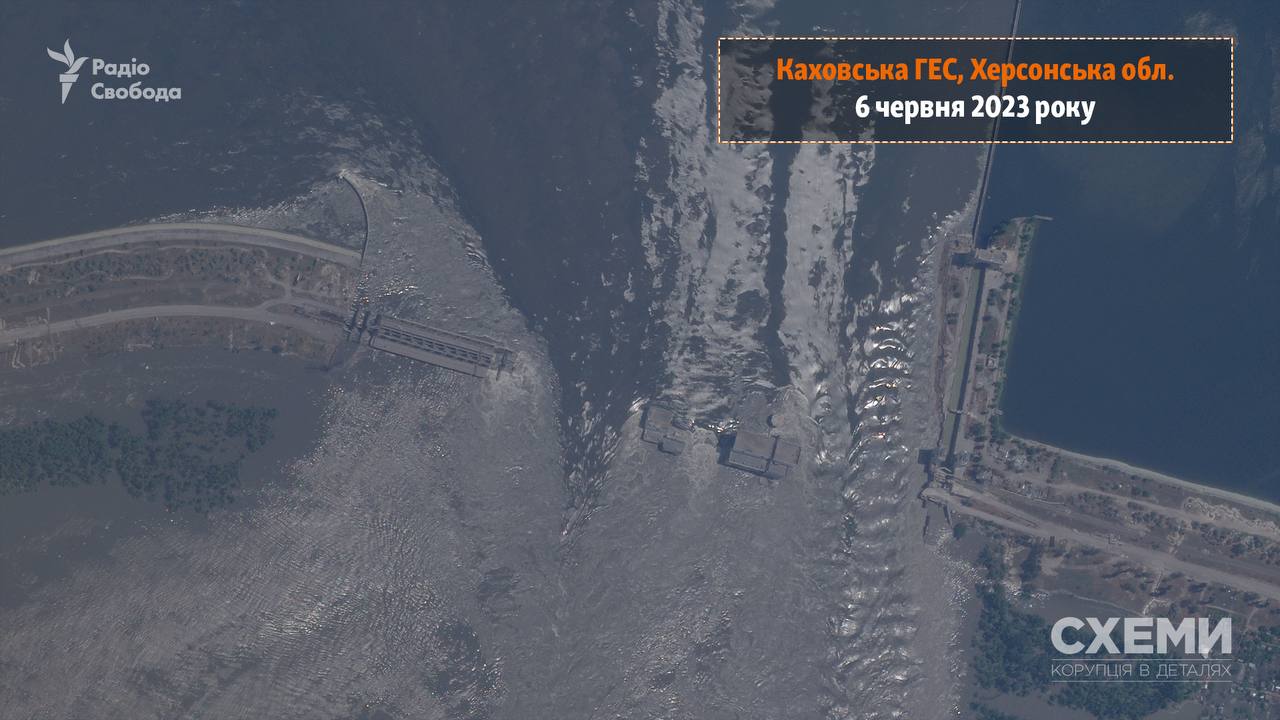 Появился спутниковый снимок подорванной Каховской ГЭС: фото до и после