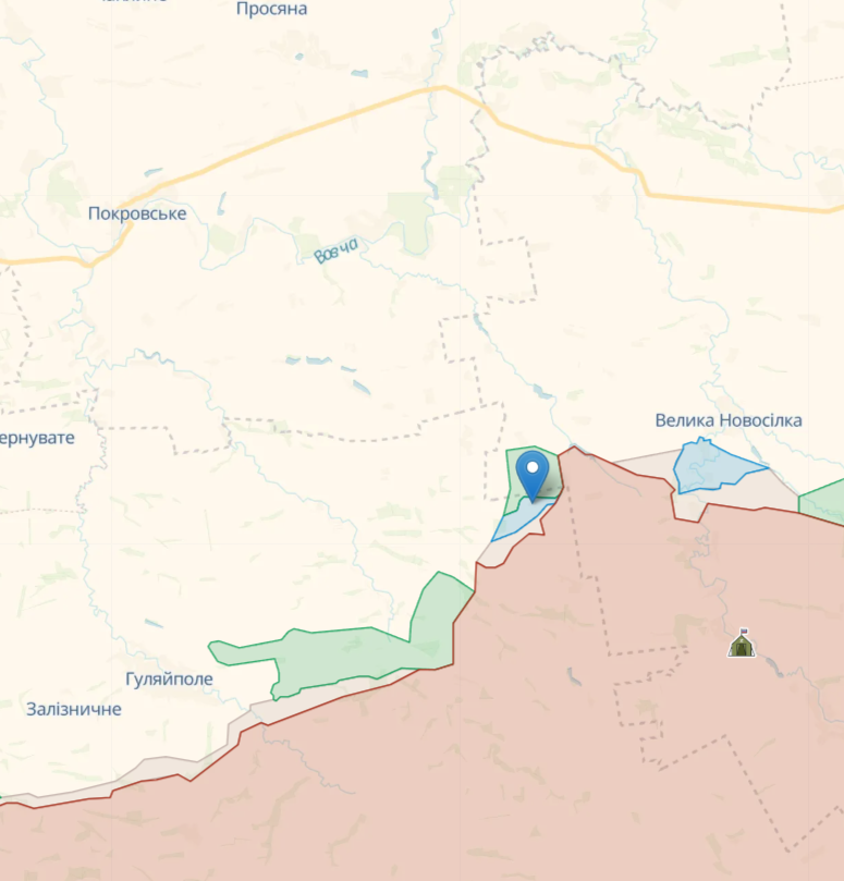Новодаровка на карте deepstate Новодарівка на карті deepstate