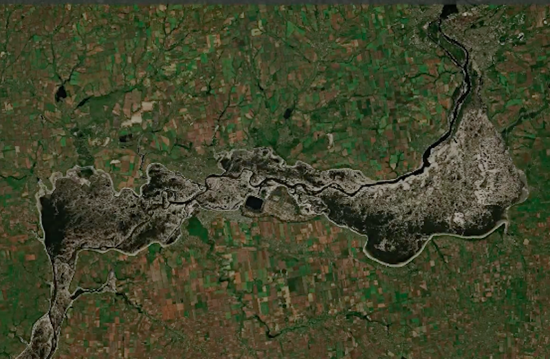 Колишнє Каховське водосховище із супутника (Фото: Copernicus)