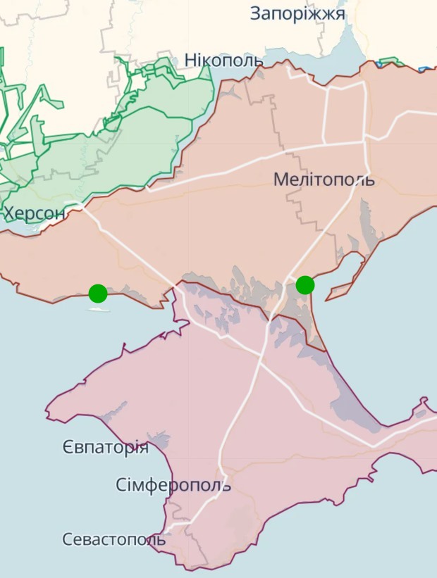 Скадовськ і Генічеськ на мапі deepstate