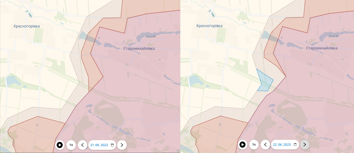 До та після штурму (Мапа: deepstate) До та після штурму (Мапа: deepstate)
