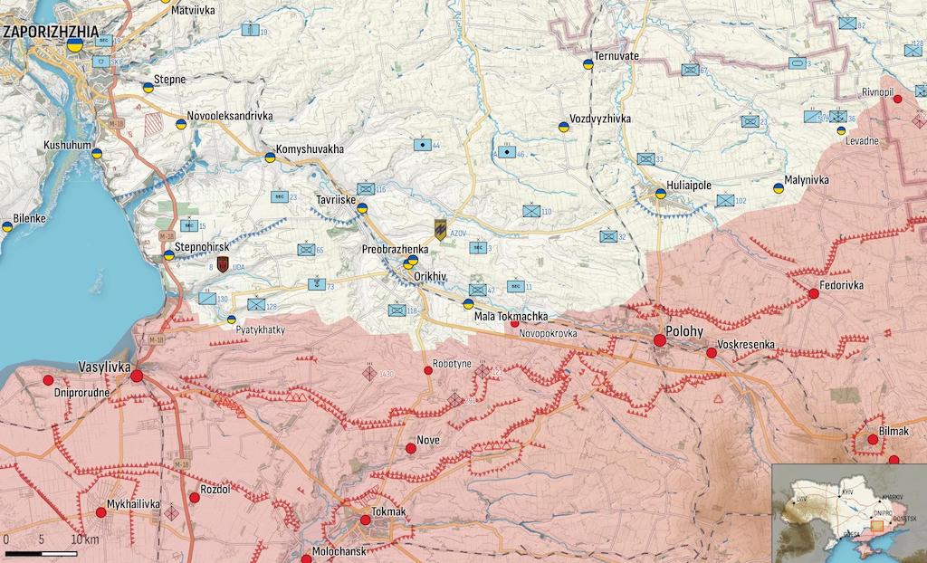 Фронт в Запорожской области (Карта: Military Land)