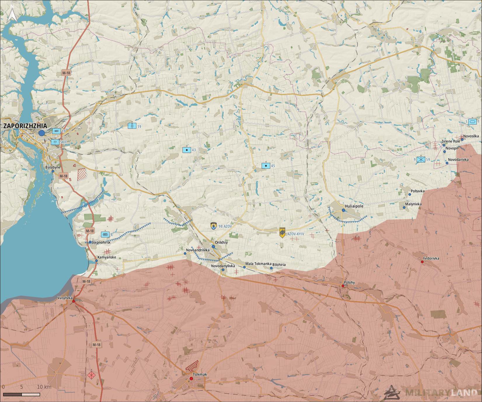 Ситуация на Запорожском направлении на утро 4 июля (Карта – Military Land)