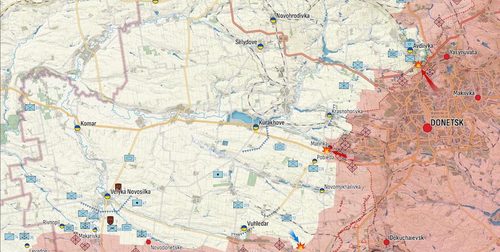 Фронт в районе Донецка (Карта: Military Land) Фронт в районе Донецка (Карта: Military Land)