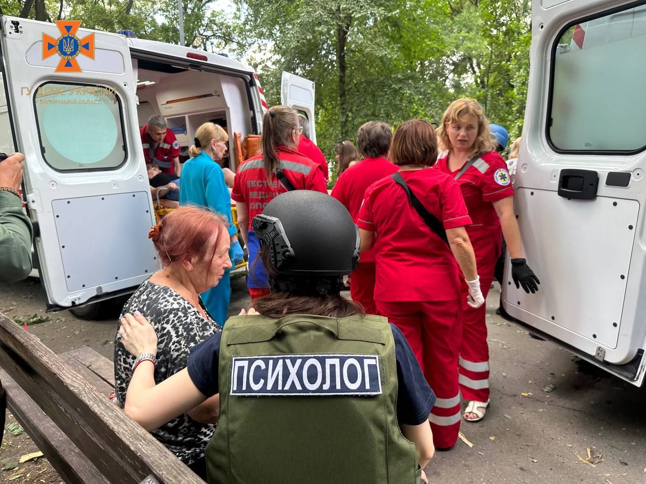 Фото – ДСНС Росія серед білого дня атакувала запорізький парк: фото наслідків
