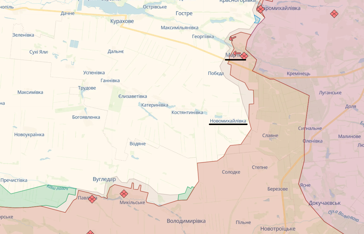 Росія атакує позиції ЗСУ на сході за підтримки авіації та артилерії – карта боїв