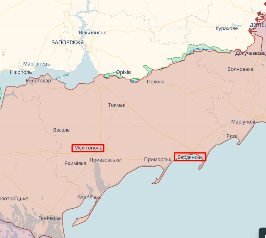 Мелітопольський та Бердянський напрямки (карта: deepstate)
