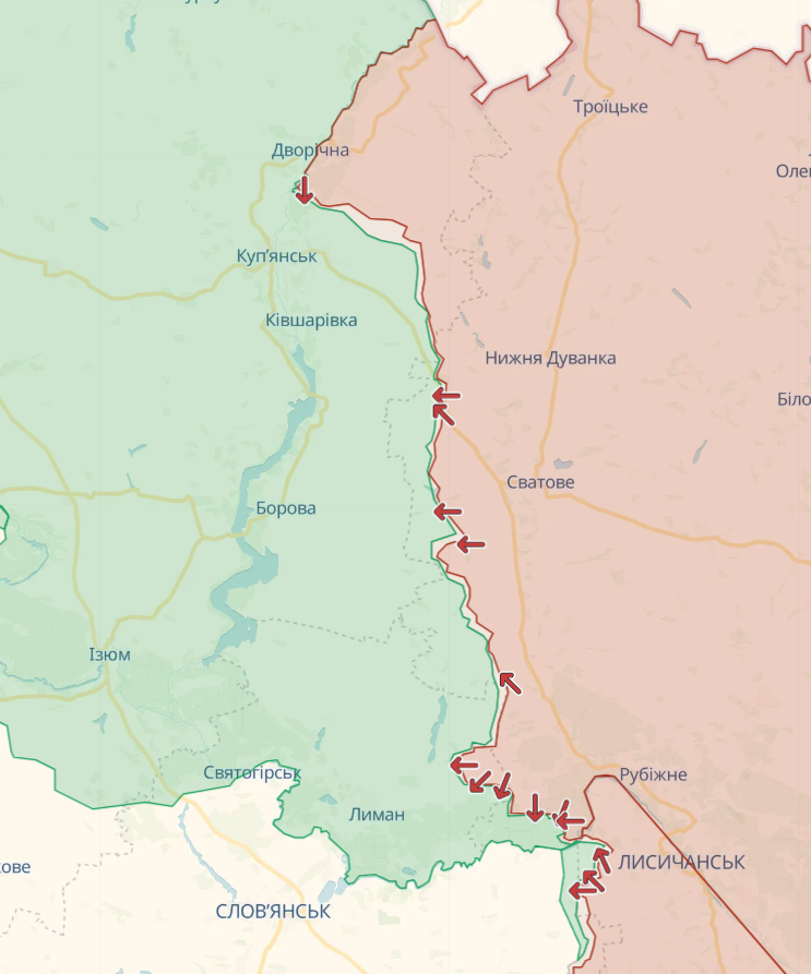 Лимано-Купянское направление на карте deepstate