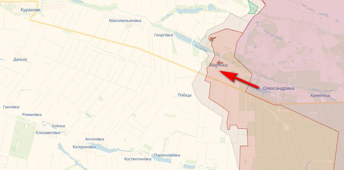 Карта: deepstatemap.live "Найгарячіша точка фронту". Росія посилила штурмові дії у Мар'їнці – ЗСУ