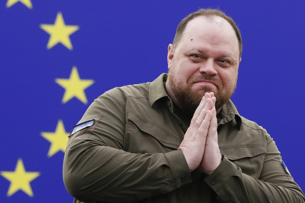 Ruslan Stefanchuk in the European Parliament. Photo: EPA