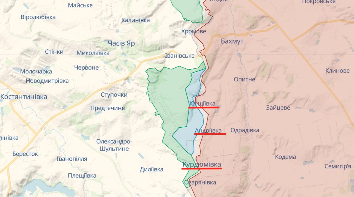 Генштаб: Росіяни намагалися повернути позиції південніше Бахмута й біля Старомайорського – карта