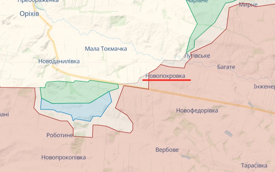 Карта: deepstatemap.live Генштаб: Оккупанты попытались атаковать на Запорожском направлении – карта