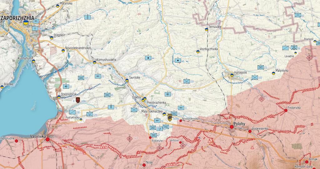 Фронт у Запорізькій області (Карта: Military Land)