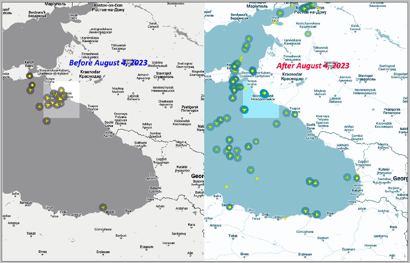 Росія масово вимикає датчики ідентифікації на своїх цивільних суднах у Чорному морі