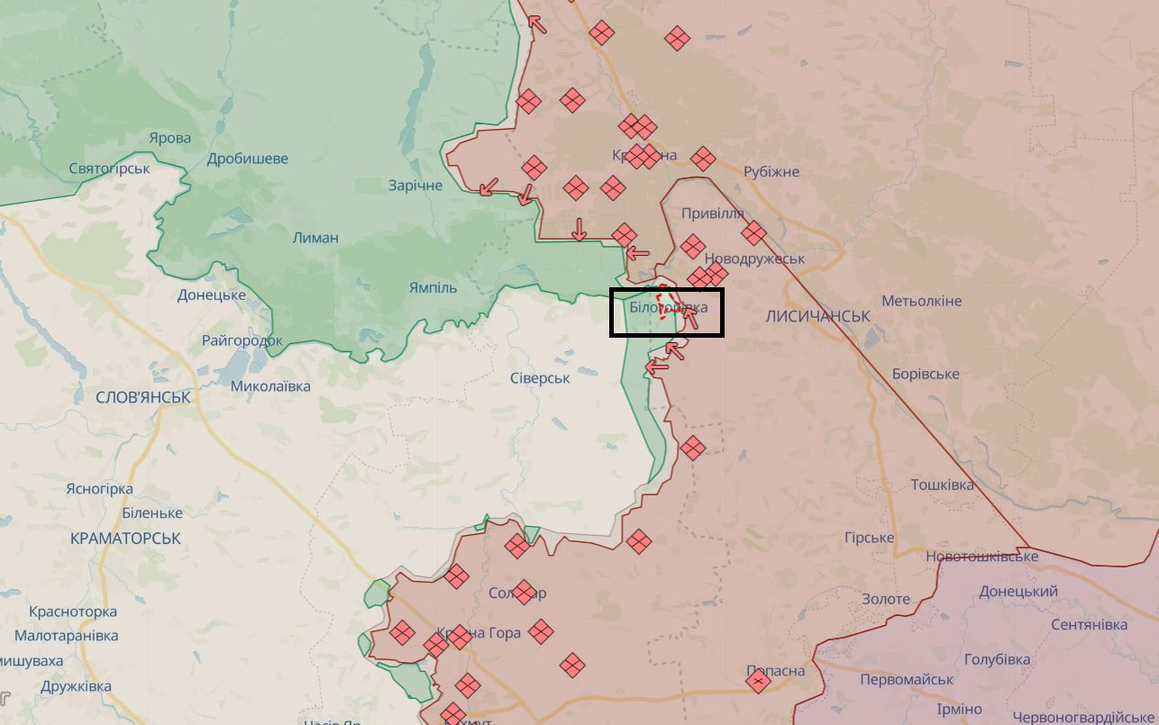 Росія намагалась повернути втрачене біля Урожайного, наступала на шістьох напрямках – мапа
