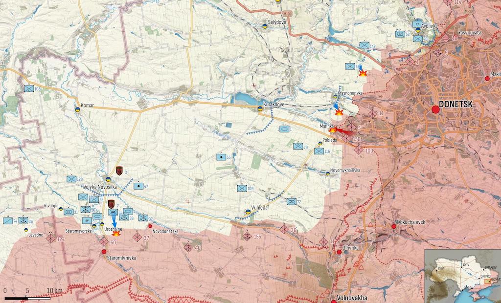 Фронт у районі Донецька (Карта: Military Land)