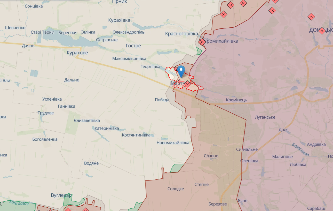 ЗСУ відбили атаки РФ на Мар'їнку та Авдіївку і знищили "Солнцепек" росіян – мапа
