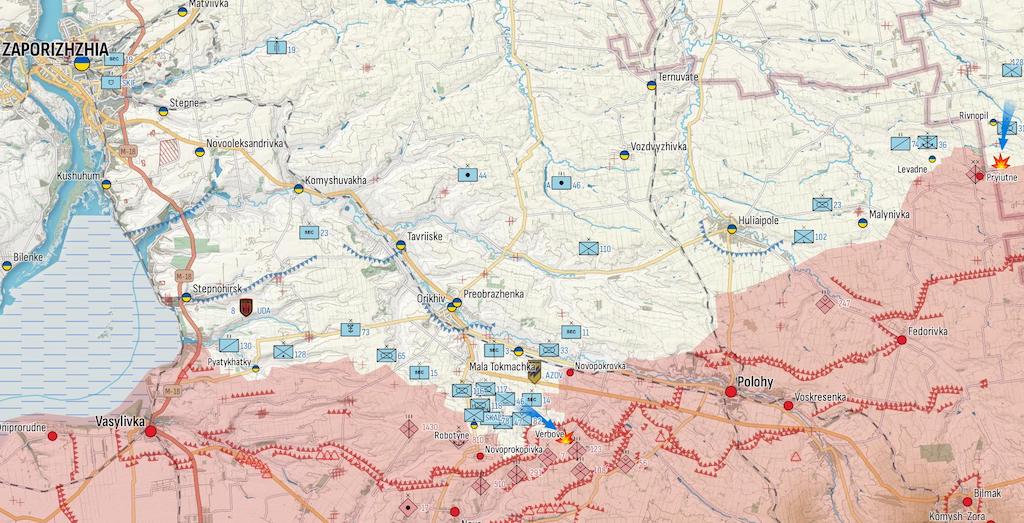 Фронт в Запорожской области (Карта: Military Land)