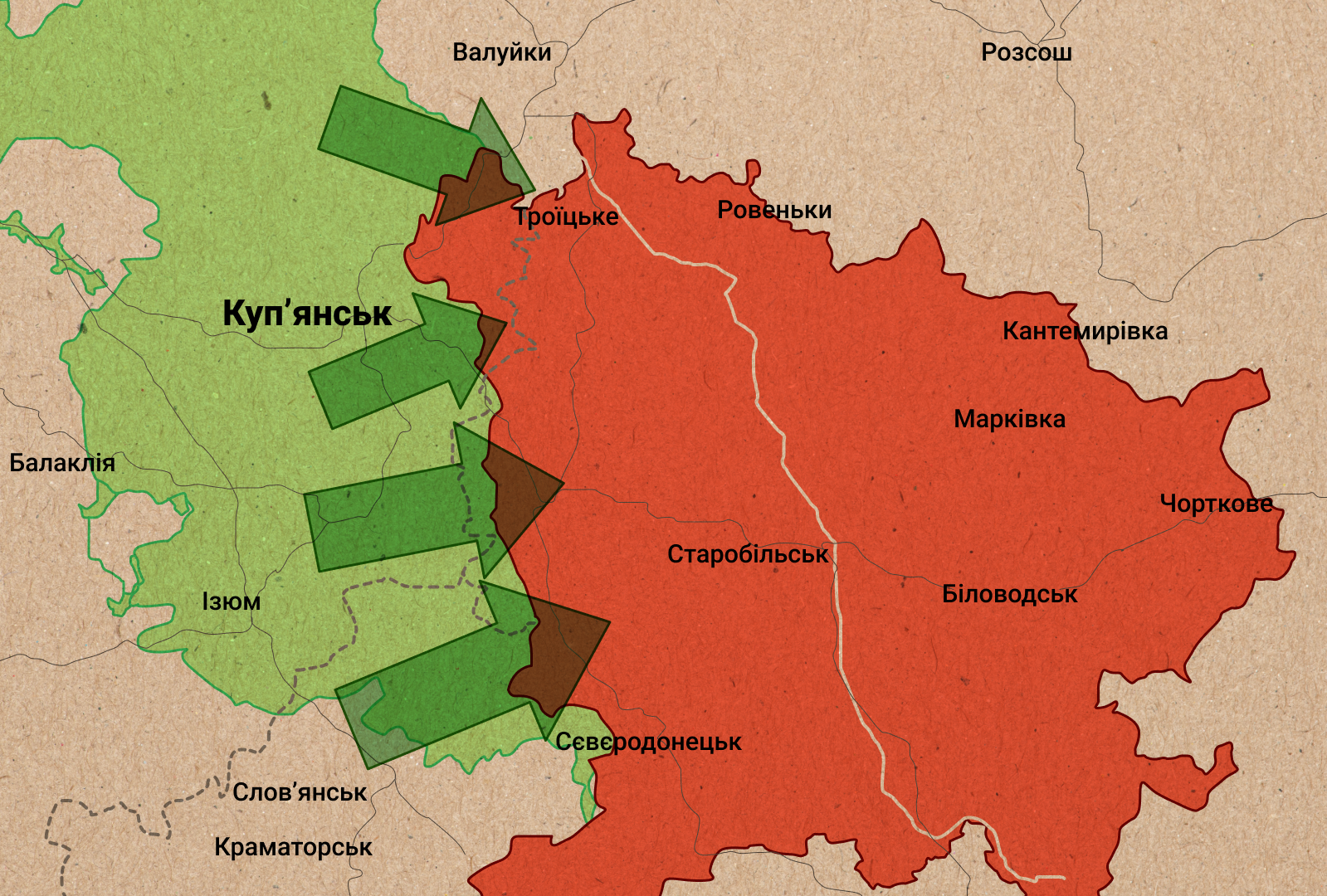 Россияне концентрируют силы для штурма на Купянском направлении (Карта: Дарья Дмитренко/LIGA.net)