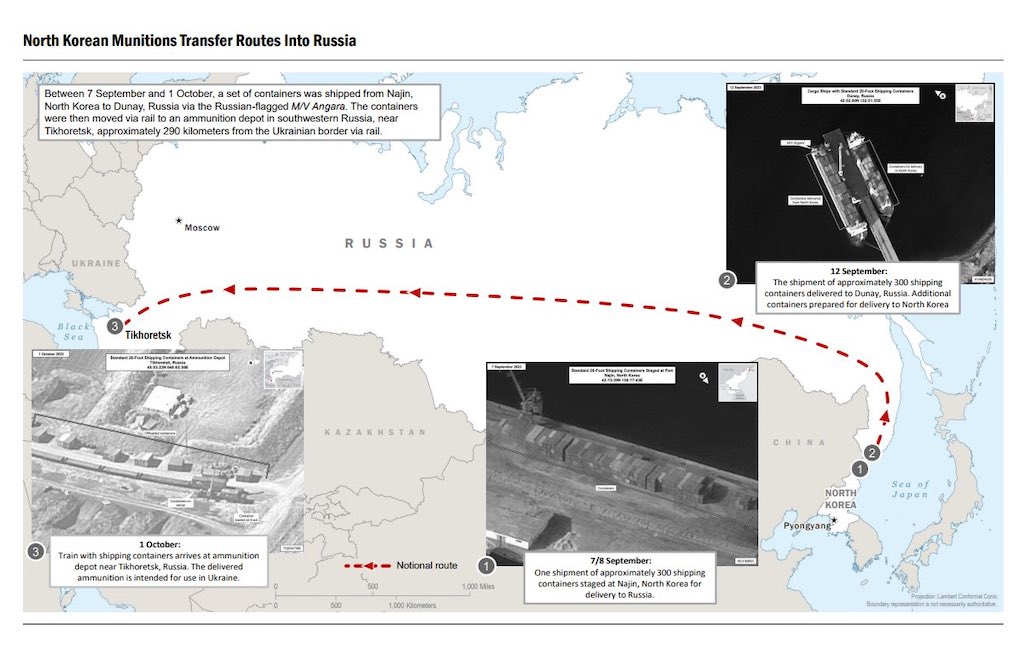 У Байдена показали карту постачання боєприпасів із КНДР до РФ. Кім хоче ракети та літаки