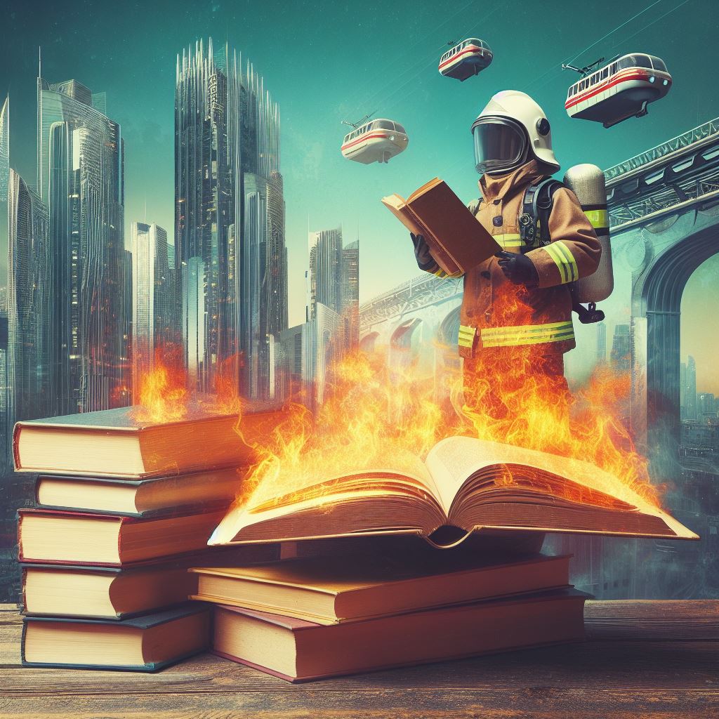 ИИ проиллюстрировал известные антиутопии: "1984", "Машину времени" и "451° по Фаренгейту"